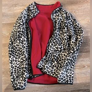 Fleece Reversible Zip Up Jacket with Pockets